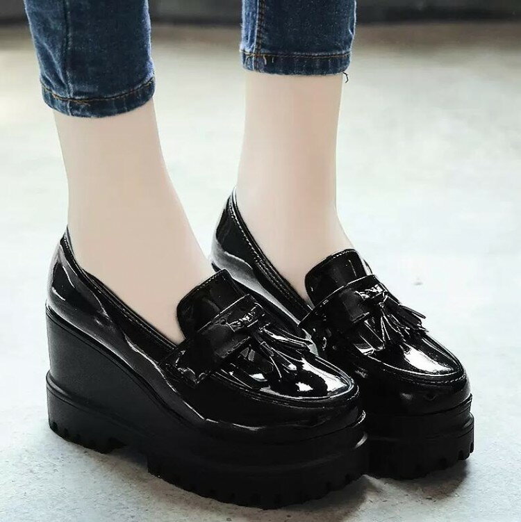 厚底8.5CM パンプス 新品 22.5~24.5cm レディース ローファー フラットシューズ 歩きやすい 痛くない エナメル 大人 学生 通勤通学 卒業式 ...