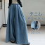 ジーンズ デニムスカーチョ レディース ワイドパンツ スリット ゴムウエスト デニム デニムパンツ きれ..