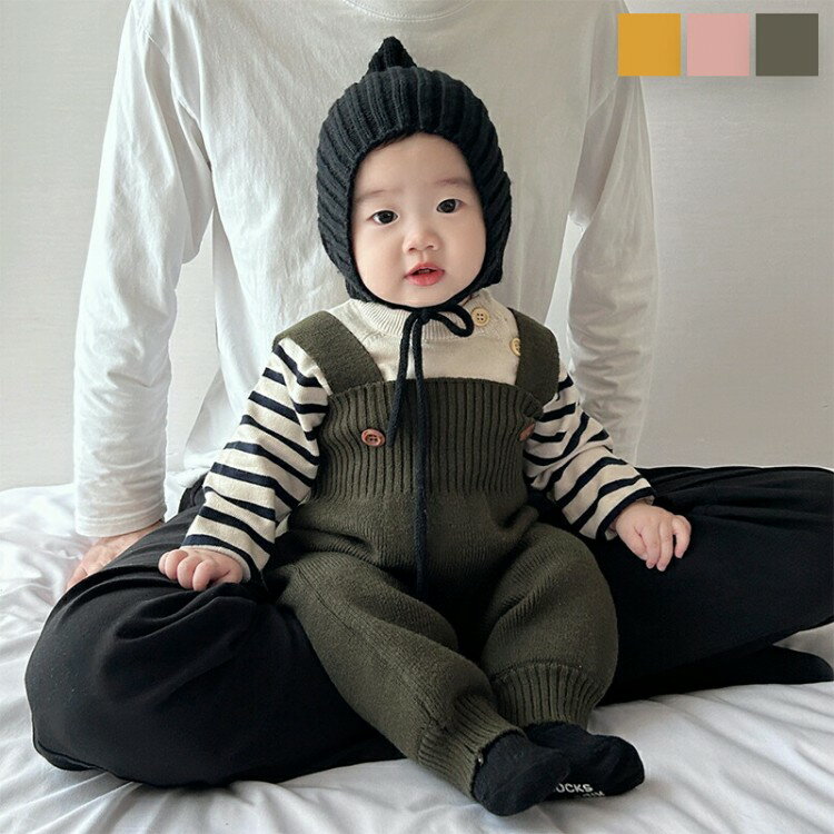 ニットロンパース ベビー服 出産祝い ロンパース 退院着 男の子 女の子 サロペット オールインワン ベビーロンパース シンプル 韓国ベビー服 ギ 新生児 長ズボン キャミソール風