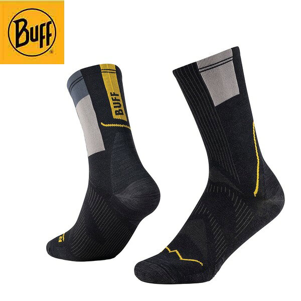 BUFF バフ ソックス 靴下 COOLNET CREW SOCKS GRAPHITE M ランニングソックス 通気性 消臭 メッシュ 軽量 BUF605450