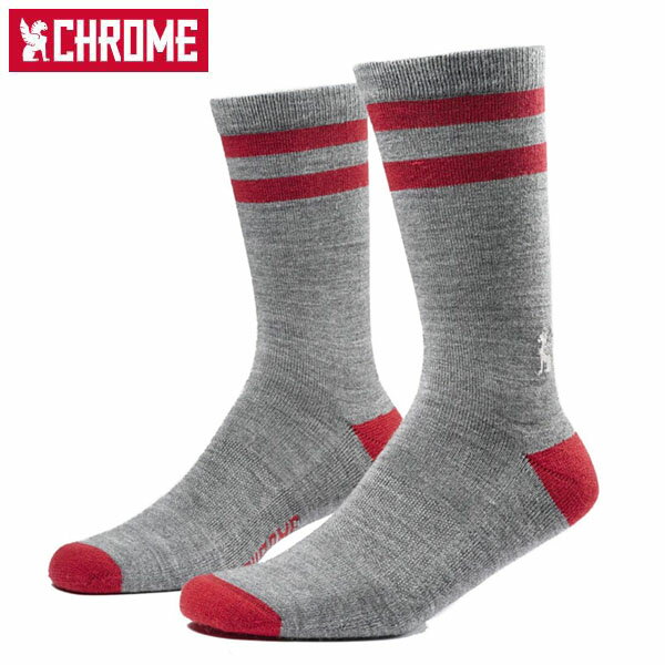  CHROME  Υ MERINO CREW SOCKS Υ롼å GREY/RED STRIPE ...