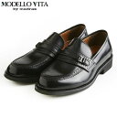 モデロヴィータ MODELLO VITA メンズ 紳士靴 ビットローファー スリッポン ビジネスシューズ VT5573 BLACK 4E マドラス madras MOVVT5573BLA
