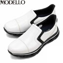 モデロ MODELLO メンズ レザー スリッポンDM3343 WHITE カバロス加工 抗菌防臭 速乾 マドラス madras MODDM3343WHT(4)