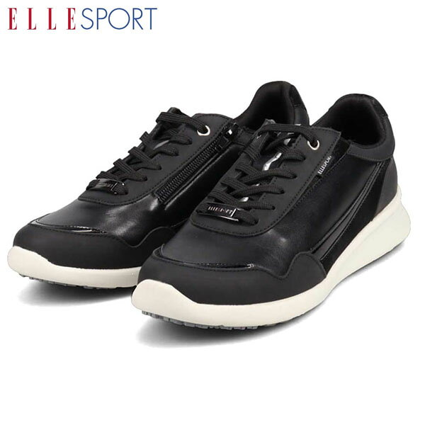 エルスポーツ ELLESPORT レディース 厚底スニーカー シューズ ヒールスニーカー BLACK 3.5cm 軽量 防水 撥水 防滑 美脚 マドラス madras ELLESP12587VBLA
