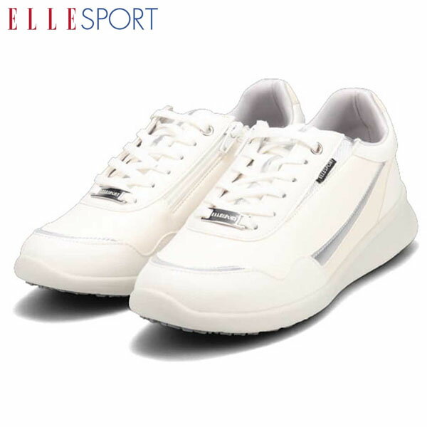 エルスポーツ ELLESPORT レディース 厚底スニーカー シューズ ヒールスニーカー WHITE 3.5cm 軽量 防水 撥水 防滑 美脚 マドラス madras ELLESP12587VWHT