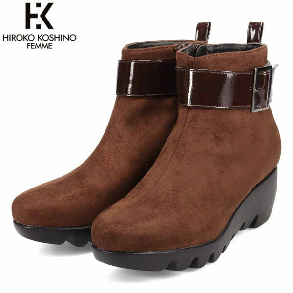 HIROKO KOSHINO FEMME ヒロココシノ ファム レディース ショートブーツ 厚底 HRL1002 D-BROWN-SILKY 撥水 6センチヒール マドラス madras HKFHRL1002DBRS