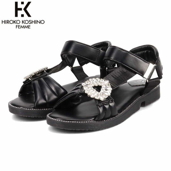 HIROKO KOSHINO FEMME ヒロココシノ ファム レディース サンダル ビジュー HRL1007 BLACK 2.5cmヒール マドラス madras HKFHRL1007BLA