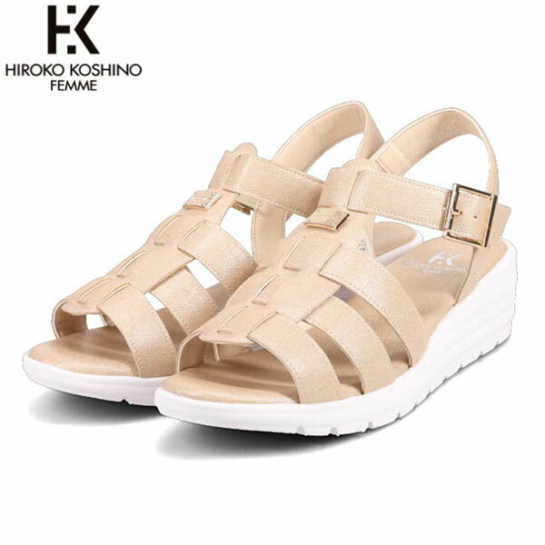 HIROKO KOSHINO FEMME ヒロココシノ ファム レディース サンダル ウェッジソール HRL2006 BEIGE 4E 軽量 5センチヒール マドラス madras HKFHRL2006BEG