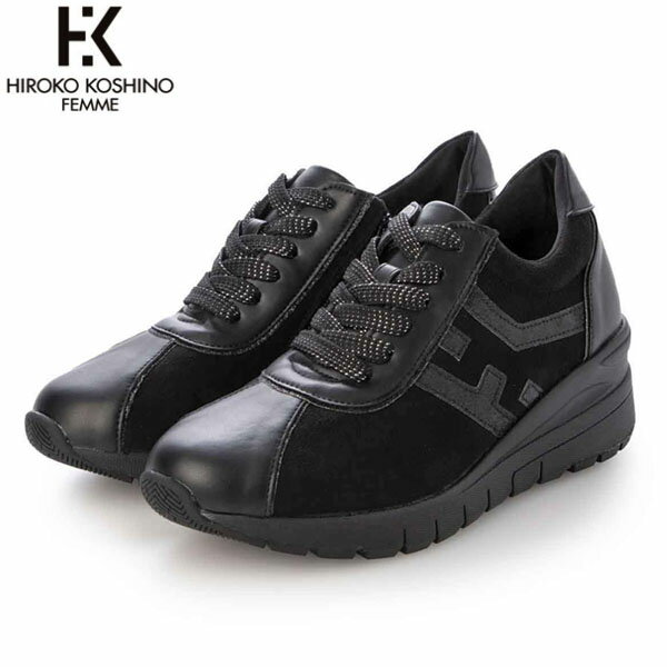 HIROKO KOSHINO FEMME ヒロココシノ ファム レディース スニーカー 厚底 HRL3005 BLACK 撥水 5.5センチヒール マドラス madras HKFHRL3005BLA