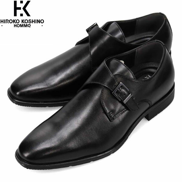 HIROKO KOSHINO HOMME ヒロココシノ オム メンズ ビジネスシューズ ドレスシューズ 革靴 HR7003 BLACK 通勤 モンクストラップ マドラス madras HKHHR7003BLA