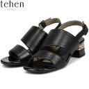 テーン tehen レディース 甲深サンダル ローヒール ミドルヒール BLACK 4.5cmヒール 太めヒール アシンメトリー マドラス madras TEHTN1794VBLA