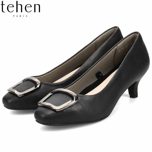 テーン tehen レディース パンプス ミドルヒール BLACK/BLACK 5cmヒール スクエアトゥ 通勤 オフィス マドラス madras TEHTN5503BLABLA