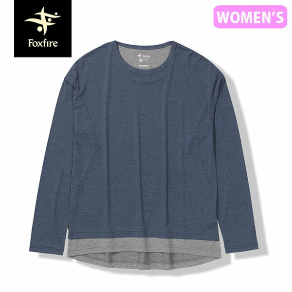フォックスファイヤー Foxfire レディース Tシャツ 長袖 カットソー SCクルー ネイビー(046) 防虫 吸汗 スコーロン UVカット FOX8215362046