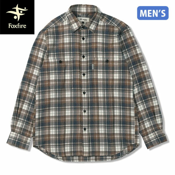 フォックスファイヤー Foxfire メンズ 長袖シャツ TSメランジチェックシャツ アイボリー(003) 中厚地 アウトドア FOX5112530003