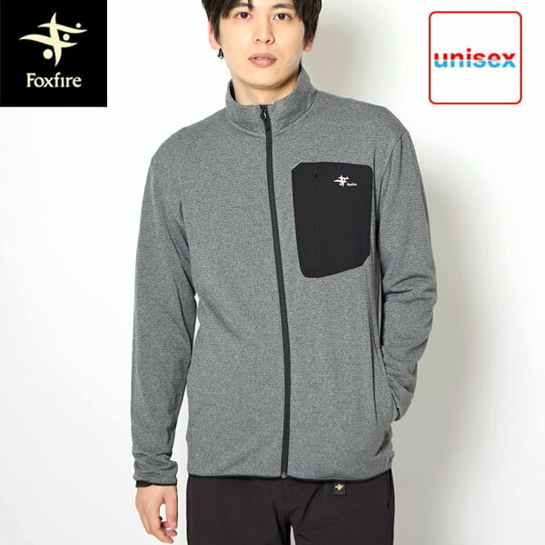 フォックスファイヤー Foxfire メンズ フルジップカットソー グリッドウールフルZIP グレー(020) メリノウール 保温 ストレッチ アウトドア FOX5115522020