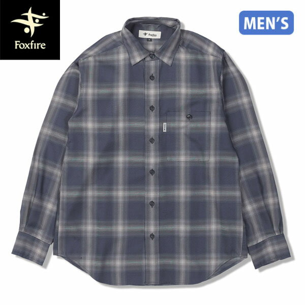 フォックスファイヤー Foxfire メンズ 長袖シャツ オンブレーチェックシャツ パープル(093) オールシーズン FOX7312549093