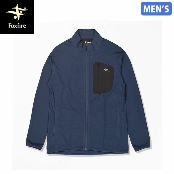 フォックスファイヤー Foxfire メンズ 長袖ジップアップ マイクログリッドウールフルZIP インクブルー メリノウール 汗冷え防止 遮熱 FOX5215654057