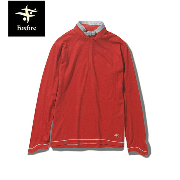 フォックスファイヤー Foxfire レディース カットソー TSウールハーフジップ 軽量 レッド（080） FOX8215403080