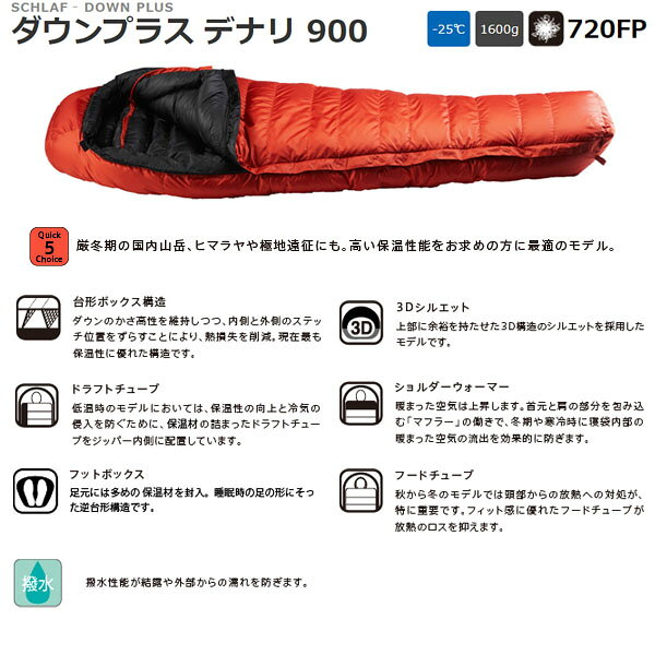 イスカ ISUKA 寝袋 シュラフ ダウンプラス デナリ 900 ブリック マミー型 冬 キャ...