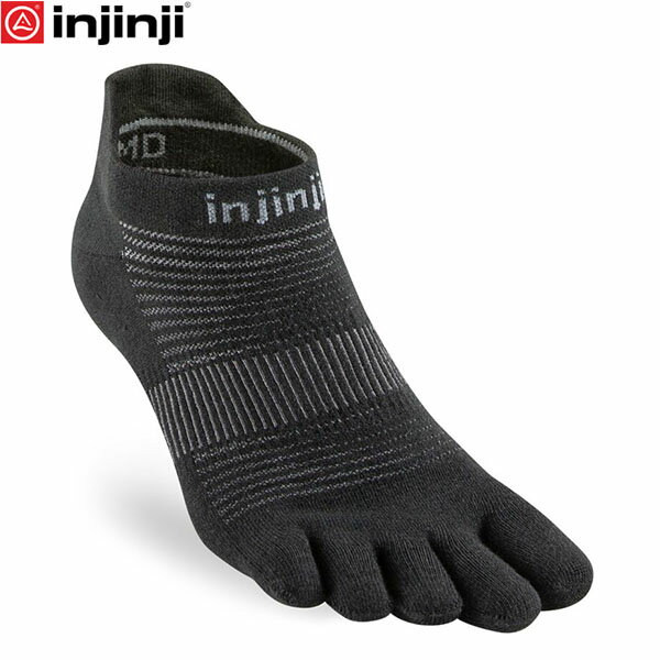 injinji インジンジ ラン ライトウェイト ノーショウ ブラック 五本指ソックス 靴下 アウト