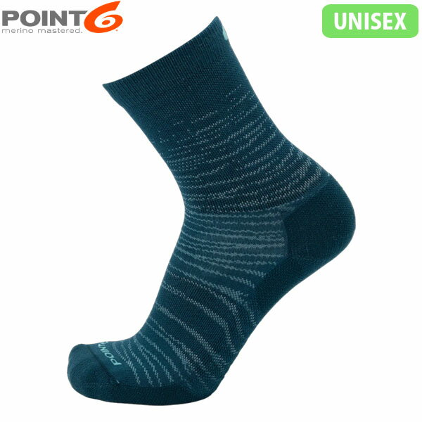 POINT6 ポイント6 靴下 ソックス メンズ レディース メリノウール 薄手 エクストラライトクッション 3/4クルー Aqua アクア P66388AQA