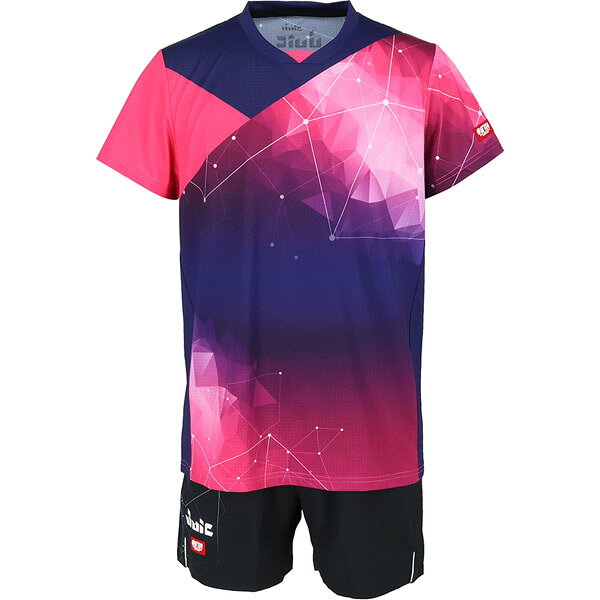 ギークのジュウイック JUIC ユニセックス 卓球 半袖Tシャツ ゲームシャツ JUICコスモ・レイS 男女兼用 ピンク ユニフォーム 試合 練習 JUC5707PI｜アングル3