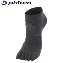ファイテン Phiten レディース スポーツ専用ソックス 靴下 足王(ソッキング) 5本指 ブラック/グレー 22-24cm PHIAL947170(4)