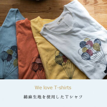 【ペンギンと風船刺繍Tシャツ】レディース/トップス/半そで/ドルマン/アニマル/ホワイト/オレンジ/イエロー/ブルー/夏