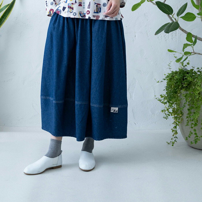 【バルーンスカート】レディース/ボトムス/大人の/ナチュラル/カジュアル/イマゴ/8オンス/ロングシーンOK/インディゴ/ブルー