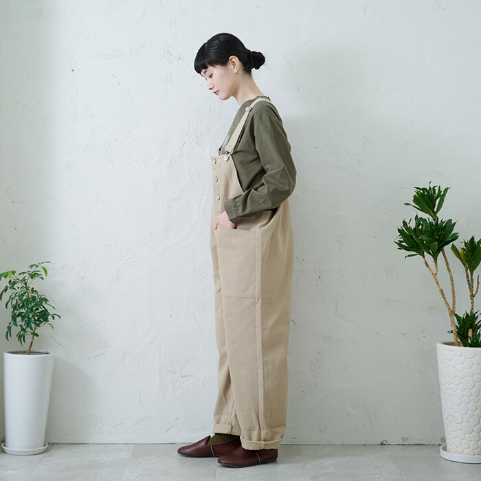 ポケットオーバーオール emago パンツ 車 刺繍入り 大人の ナチュラル カジュアル イマゴ