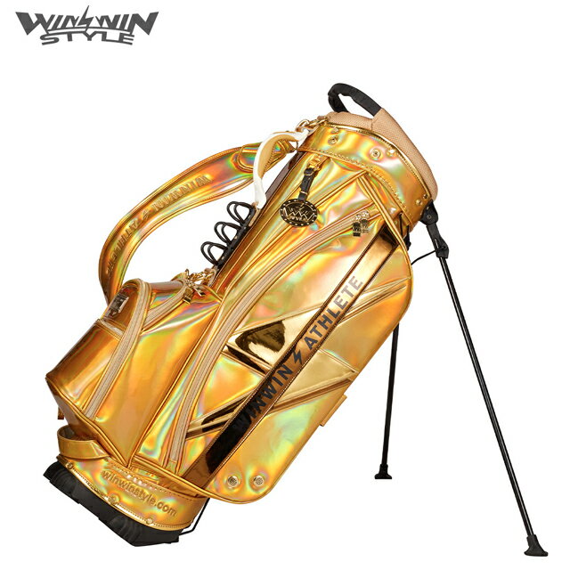 楽天ギアムーブ【送料無料】WINWIN STYLE ウィンウィン スタイル WINWIN ATHLETE Hologram STAND BAG LEM （ウィンウィンアスリートホログラム ゴールド） スタンド キャディバッグ CB-507