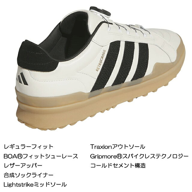 ������̵���� adidas ���ǥ����� ��ȥ������� ����åץ⥢ �ܥ� ���ѥ����쥹 RETROCROSS GRIPMORE BOA SPIKELESS Chalk White / Core Black / Gum HP3718