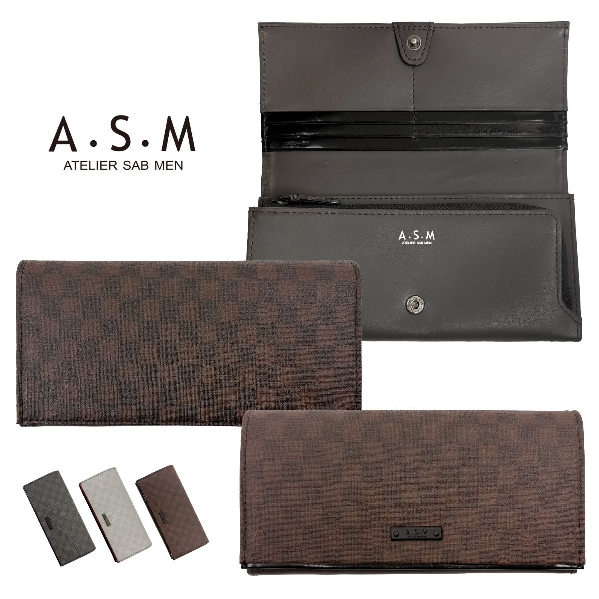 【SALE 50%OFF】 ATELIER SAB MEN アトリエサブメン 152614 長財布 財布 ウォレット 現金入れ レザーウォレット 札入れ 小銭入れ ユニセックス ギフト プレゼント 牛革 本革 レザー シンプル スマート 高級感 ブラック 黒 クロ ブラウン 茶 グレー 灰色 シック 父の日