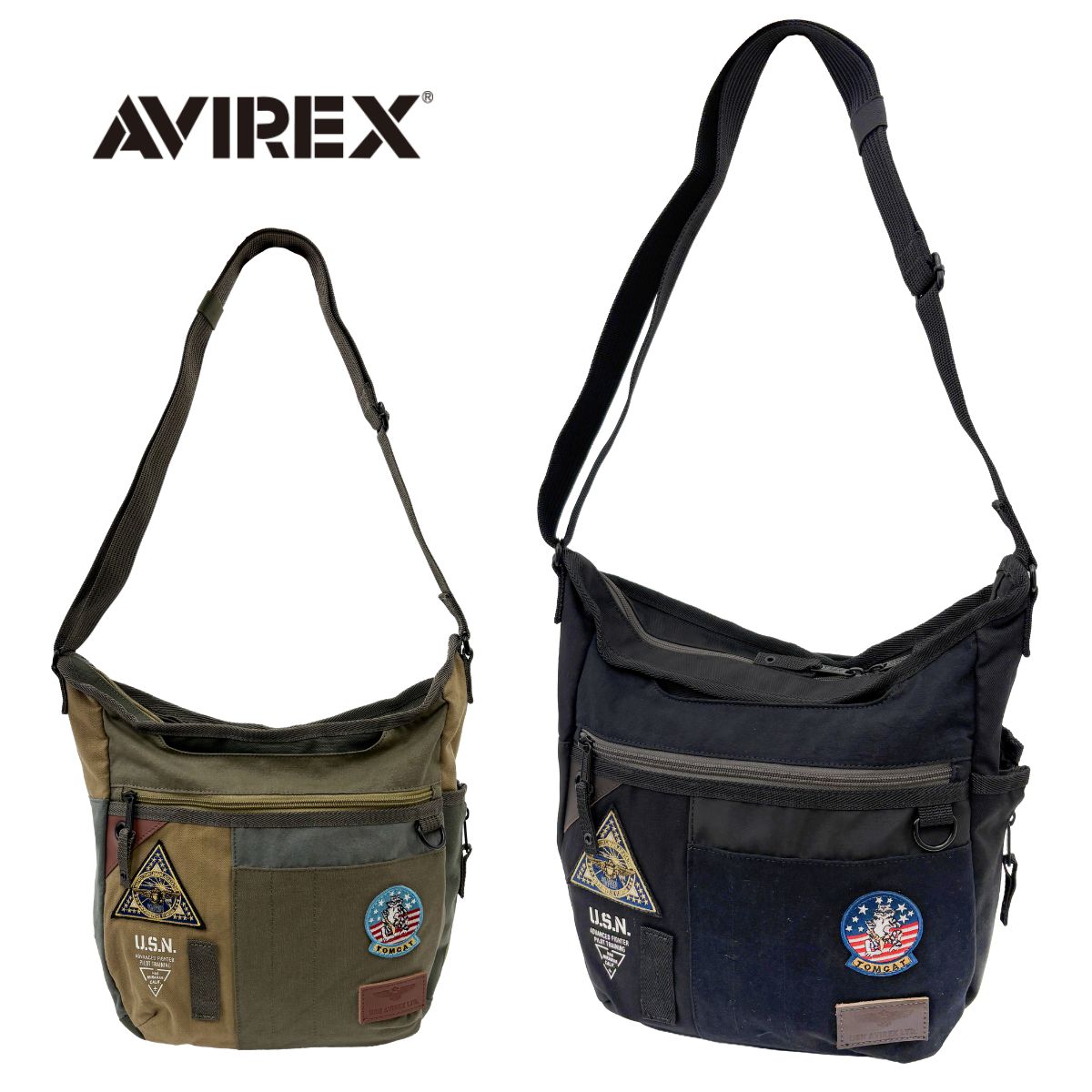 Men'S Bag - AVIREX アビレックス TOPGUN3 トップガン AX1170N ショルダーバッグ 斜め掛けバッグ 肩掛け ファスナー ポケット ミリタリーファッション カジュアル メンズ 男性 バッグ 鞄 カバン