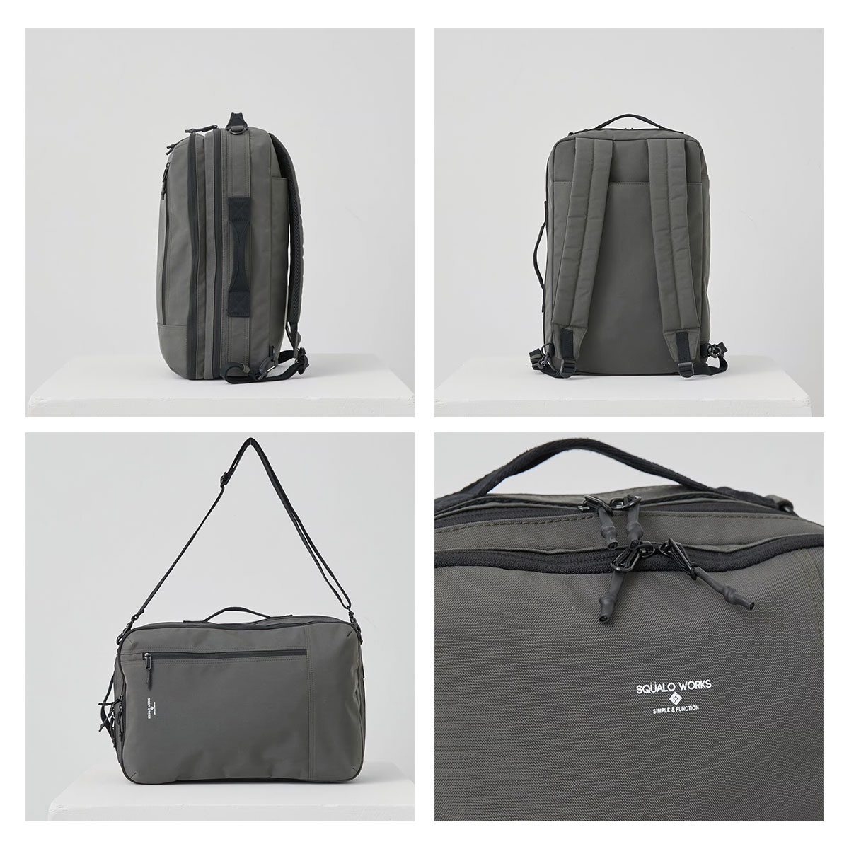 ギアーズジャム 楽天市場店のSQUALO WORKS スクアーロワークス SW-NY001 3WAY BAG リュック ショルダー ハンドル ミニマル シンプル カジュアル ユニセックス スマート Nylon OX 3WAY BAG｜アングル3