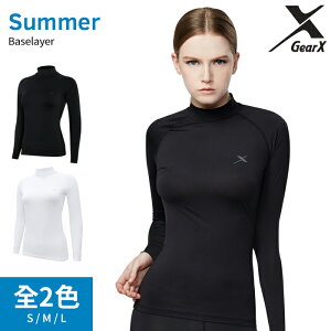 GearX 一般 夏用 Baselayer 女性 長袖 Mock Neck | アンダーシャツ インナーシャツ 長袖シャツ スポーツウェア 登山 ゴルフ スポーツ トレーニング 伸縮性 保冷 機能性 吸湿 抗菌機能