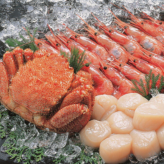 【早割＆P10倍】お歳暮 毛がに・帆立・えびセット（毛がに姿1尾(450g)・帆立貝柱300g・甘えび400g） 御歳暮 冬ギフト ギフト 贈り物 プレゼント ギフトセット 新年 グルメギフト 期間限定 早割 数量限定 送料無料