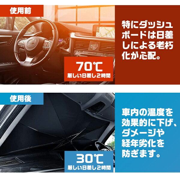 サンシェードフロントガラス傘式パラソル車用折りたたみ傘日除け日よけ紫外線対策遮光断熱収納便利車サンシェード傘型フロントサンシェードuv紫外線カット10本骨コンパクト車保護車用フロントカバーカーサンシェード車種汎用収納ポーチ付き