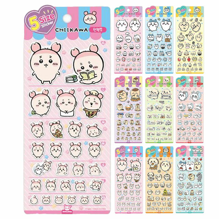 ちいかわ 5サイズ ステッカー シール 正規品 韓国版 全9種 シール手帳 ちいかわ ハチワレ うさぎ モモ..
