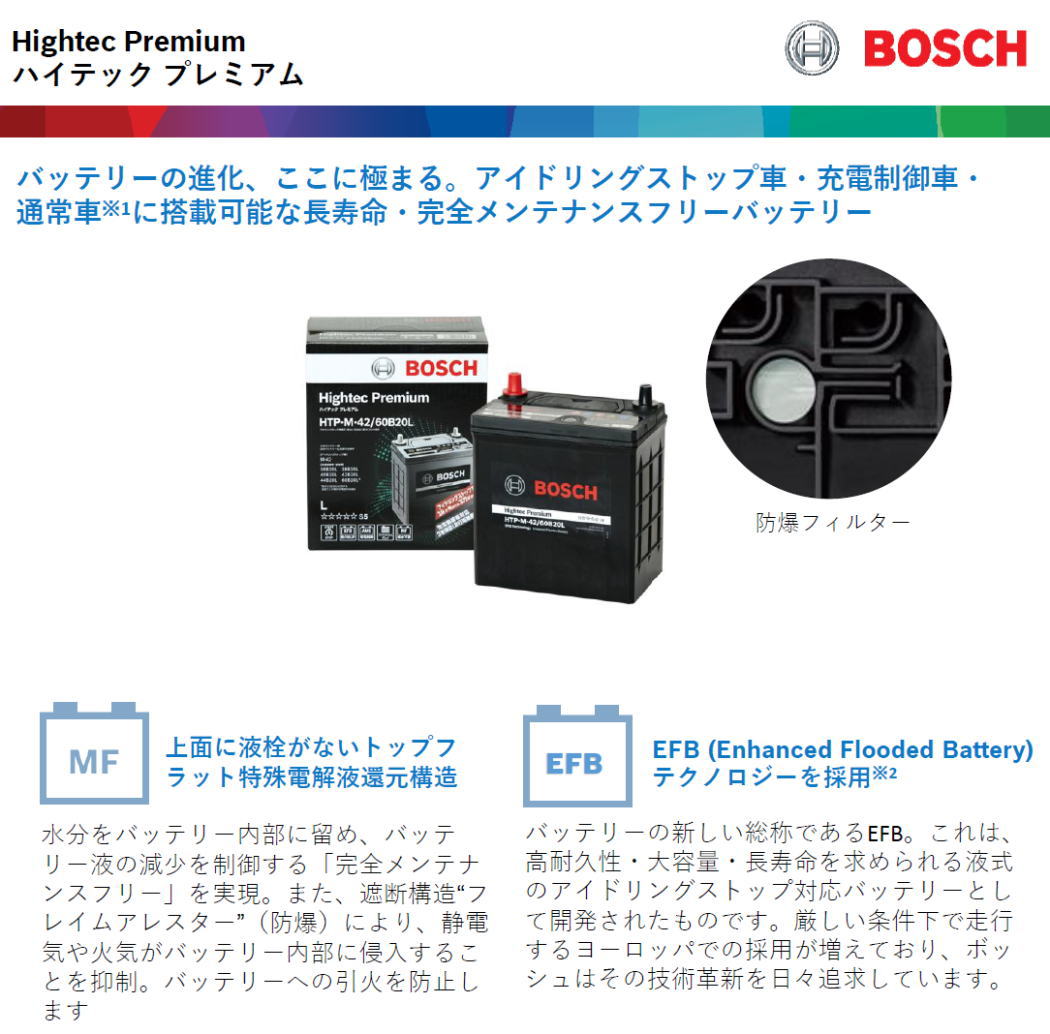 【廃バッテリー無料回収キャンペーン対象商品】ボッシュ 【メーカー正規品】 HTP-M-42R/60B20Rハイテックプレミアム Bosch 2