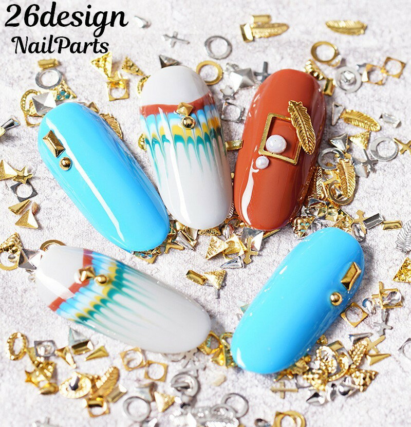 送料無料 ネイルパーツ メタルパーツ 6種類セット メタリックパーツ スタッズ ブリオン ネイルアート用品 ネイルグッズ デコレーションパーツ アクセサリーパー...