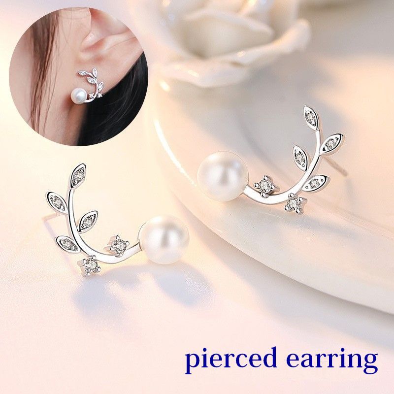 送料無料 スタッドピアス レディース アクセサリー イミテーション ラインストーン リーフ 上品 おしゃれ プレゼント ギフト 女性