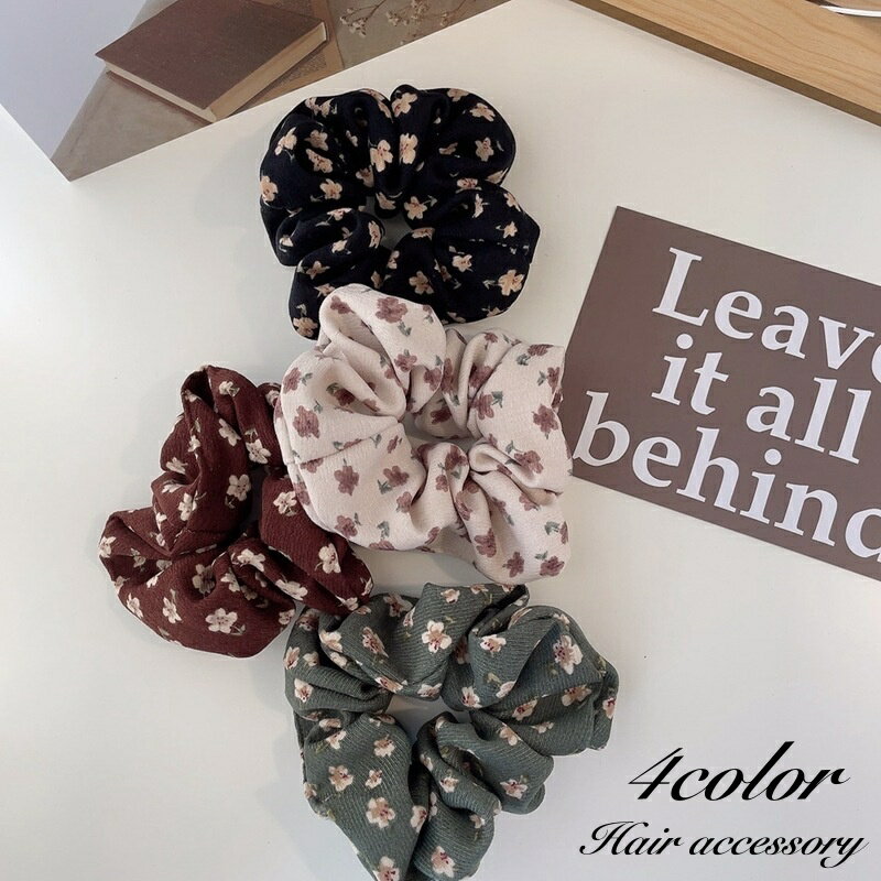 送料無料 シュシュ ヘアゴム ヘアアクセサリー レディース 女性 髪留め 髪飾り 花柄 フラワー 上品 可愛い おしゃれ お洒落 デイリー 普段使い お出かけ ファッション雑貨 ヘアアレンジ まとめ髪