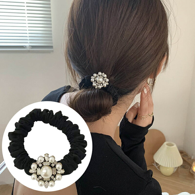 Rakuten - 送料無料 シュシュ ヘアアクセサリー ヘアゴム レディース フェイクパール フラワー 花 おしゃれ シンプル オフィス きれいめ 大人上品 フォーマル カジュアル フェミニン 普段使い 髪留め 髪飾り まとめ髪 ヘアアレンジ お出かけ デート 女性用 婦人用 ファッション小物