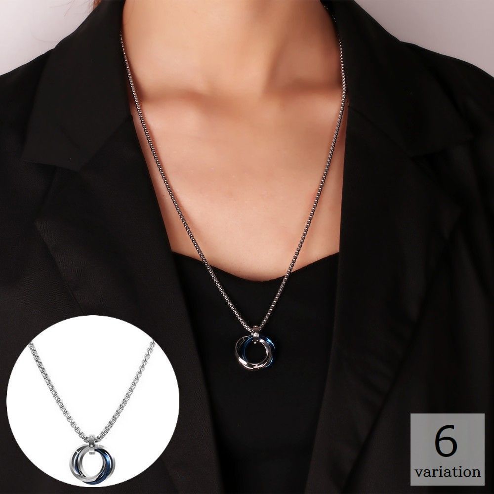 送料無料 ネックレス レディース メンズ アクセサリー ペンダント リング チェーン ラインストーン シルバーカラー おしゃれ カジュアル シンプル プレゼント...