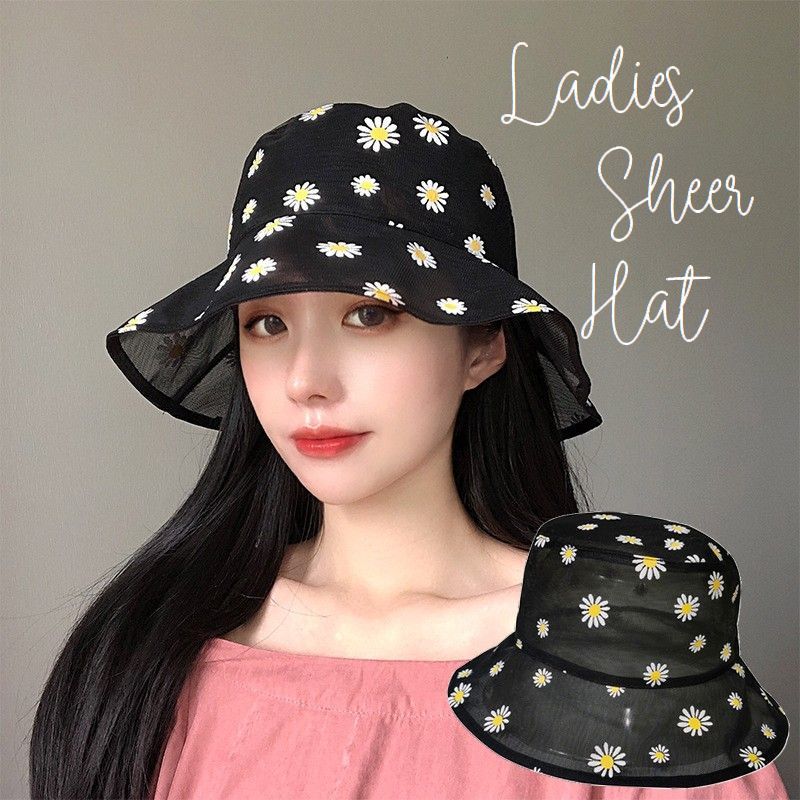 送料無料 ハット レディース 女性用 帽子 つば付き 花柄 フラワー シアー シースルー 透け感 メッシュ 日よけ 紫外線対策 おしゃれ かわいい