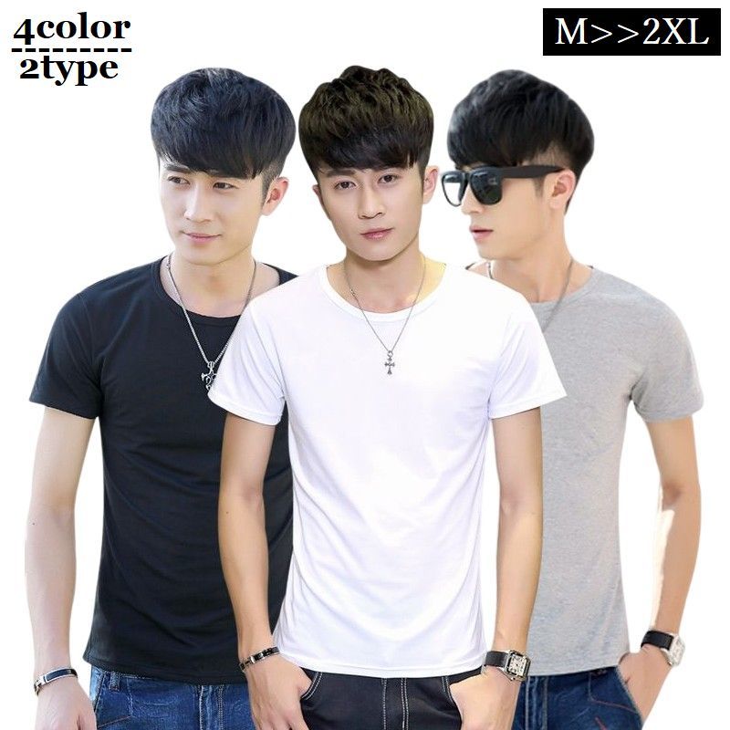 送料無料 Tシャツ メンズ 半袖 Vネック ラウンドネック 丸首 無地 大きいサイズ トップス インナー シ..