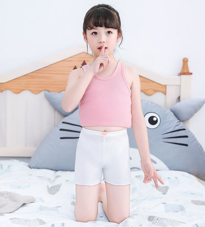 送料無料 オーバーパンツ 子供 キッズ ジュニア 女の子 インナーパンツ ペチパンツ 見せパン スパッツ 薄手 無地 リボン メロウフリル 2