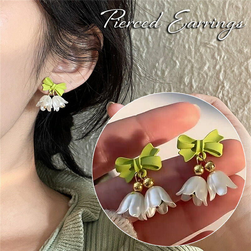 送料無料 スタッドピアス アクセサリー レディース 女性用 スズラン 小花 フラワー リボン 可憐 垂れる おしゃれ かわいい お出かけ ガーリー キュート フェミニン 大人上品 きれいめ カジュアル デイリー ギフト プレゼント 贈り物