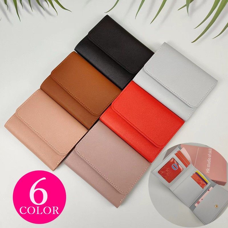 送料無料 ミニ財布 三つ折り財布 レディース メンズ 男女兼用 財布 ウォレット レザー風 多機能 カードケース おしゃれ シンプル かわいい 可愛い 便利 黒...